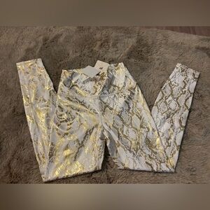 Fabletics Gold and White Snake Print Jeggings